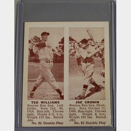 1941 Double Play No. 81/82 Ted Williams/Joe Cronin Baseball Card. 