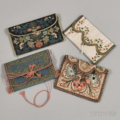 Four Embroidered Silk Purses