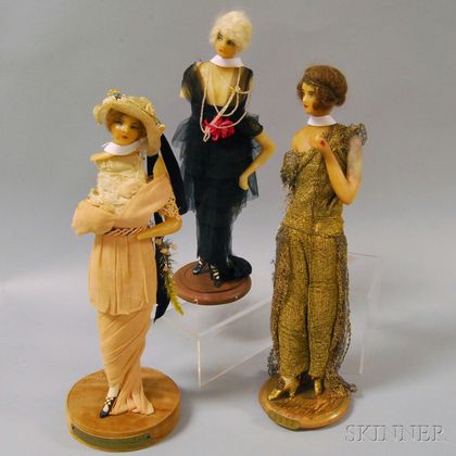 Three Lafitte-Desirat Wax Fashion Dolls