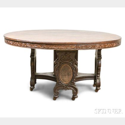 Renaissance-style Carved Oak Extension Dining Table
