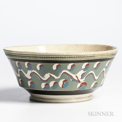 Slip-decorated Cat's-eye and Cable Bowl