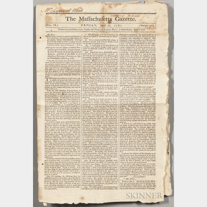 The Massachusetts Gazette , April 1787, Three Issues.