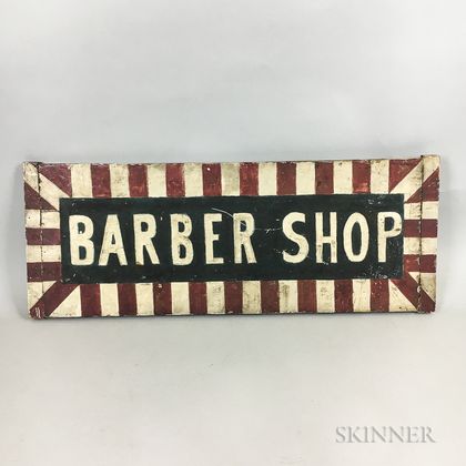 Painted Wood Double-sided "Barber Shop" Sign