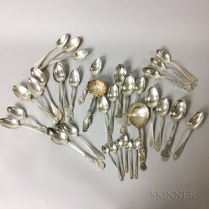 Group of Sterling Silver Flatware and Chinese Export Silver Demitasse Spoons