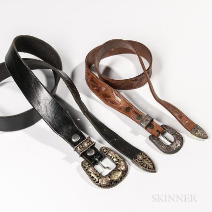 Two Western Gold, Silver, and Diamond Belts