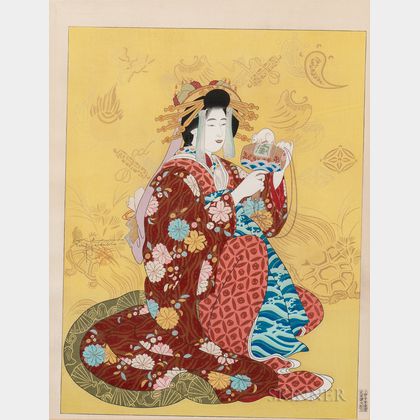 Paul Jacoulet (1902-1960),Daikoku, Dieu de la Richesse, Personnifie par une Courtisane du Shimabara, Kyoto