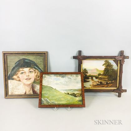 Three Framed American Oil on Panel Paintings