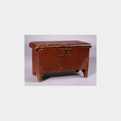 Miniature Red Painted Six-Board Blanket Chest