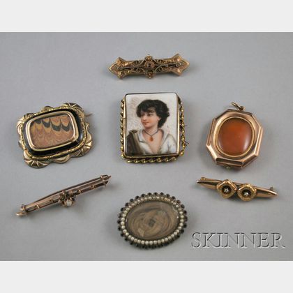 Seven Antique Jewelry Items