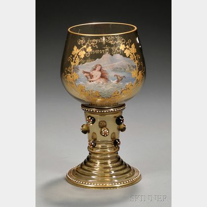 Enameled Bavarian Glass Goblet