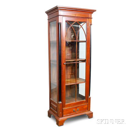 French Empire-style Mahogany and Beveled Glass Cupboard