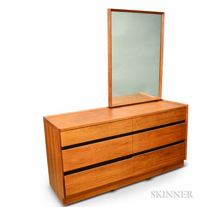 Mid-Century Modern Walnut Mirrored Dresser