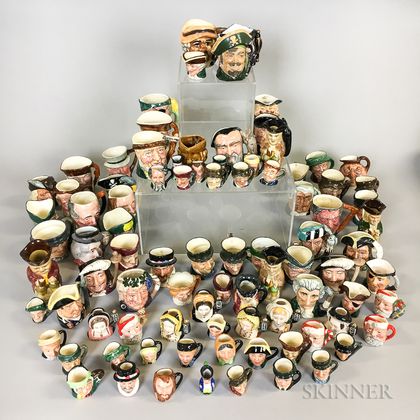 Extensive Group of English Ceramic Face Jugs