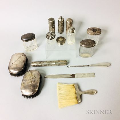 Group of Sterling Silver-mounted Vanity Items