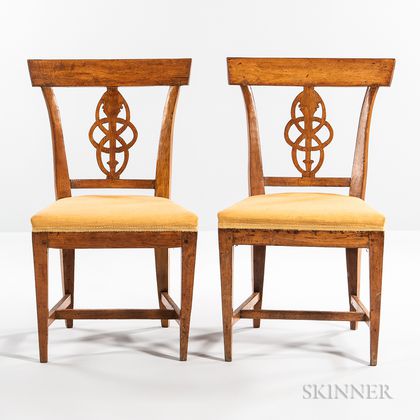 Set of Six Biedermeier Beechwood Dining Chairs