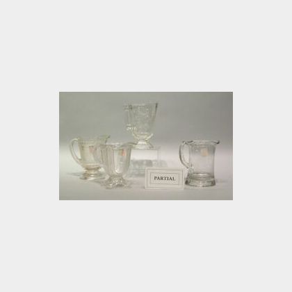 Twenty Assorted Colorless Pressed Pattern Glass Creamers. 