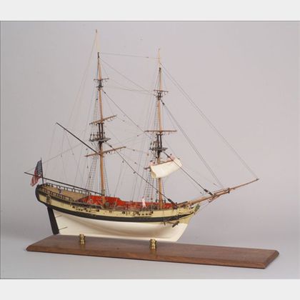 1941 Carved and Painted Wooden Sailing Ship Model Fair American