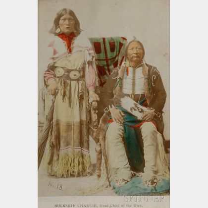 Color Tinted Photograph of Ute Chief Buckskin Charlie and Wife