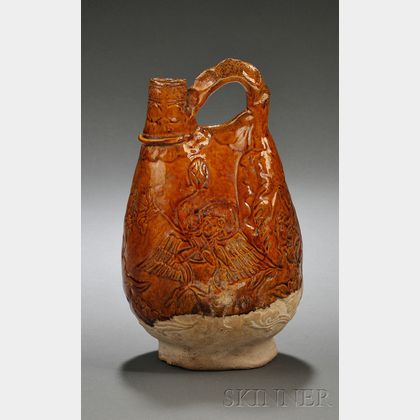 Glazed Stoneware "Pouch" Ewer