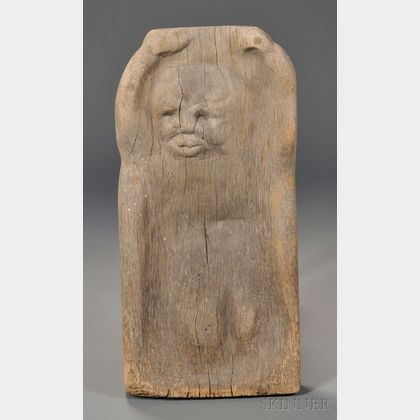 Relief-carved Wooden Sculpture of a Child