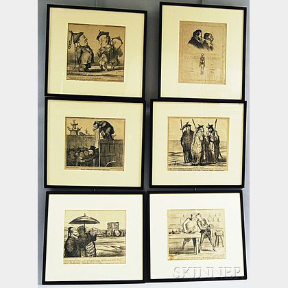 Honoré Daumier (French, 1808-1879) Set of Six Framed Lithographs: