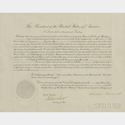 Roosevelt, Theodore (1858-1919) Document Signed, 10 December 1907.