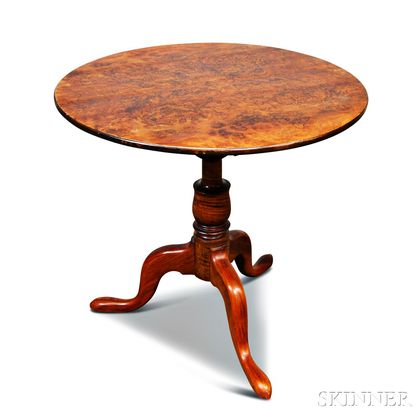 Georgian-style Burl Veneer Tilt-top Table