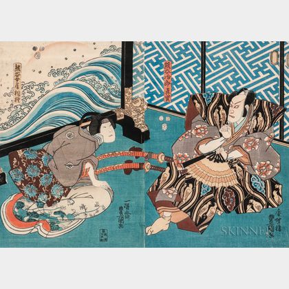 Utagawa Kunisada (Toyokuni III, 1786-1865),Diptych Woodblock Print