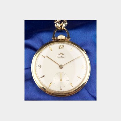 14kt Gold Openface Pocket Watch, Cartier