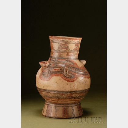 Pre-Columbian Polychrome Pottery Urn