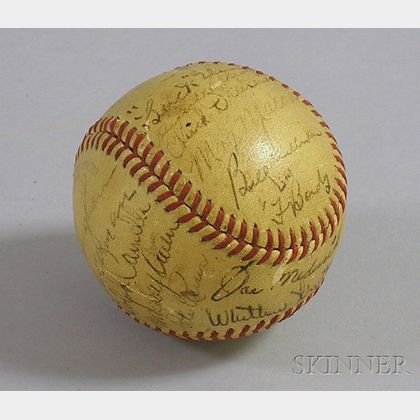 1942 Brooklyn Dodger Team Autographed Baseball