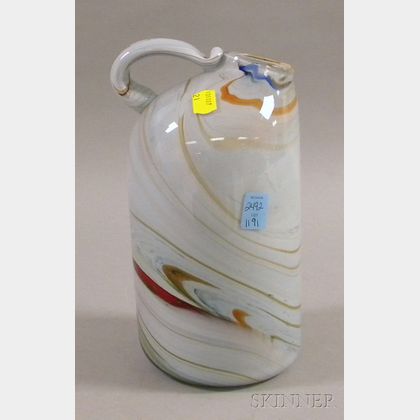 Marbleized Glass Jug with Handle