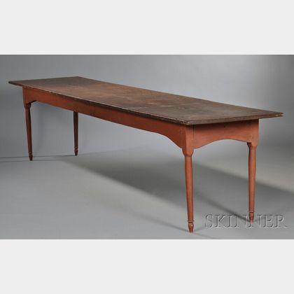 Shaker Pine and Maple Red-washed Work Table
