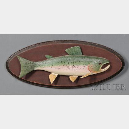 Carved and Painted Rainbow Trout Fish Plaque
