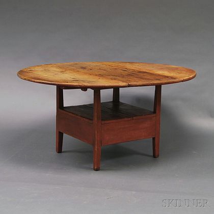 Red-painted Pine Hutch Table
