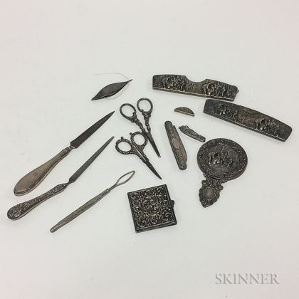 Group of Silver Vanity and Sewing Items