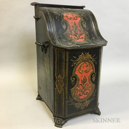 Victorian Paint-decorated Tin and Iron Coal Hod