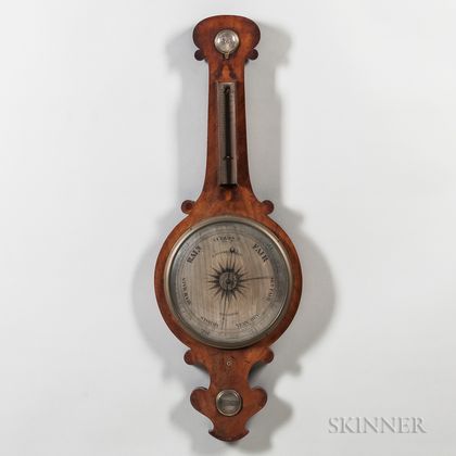 Large Mahogany Veneered Mercury Wheel Barometer