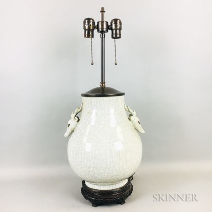 Crackle-glazed Porcelain Lamp Vase