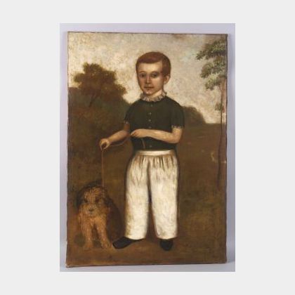 American School, 19th Century Portrait of a Boy with His Dog.