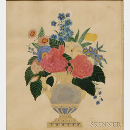 American School, 19th Century Theorem: Flowers in a Vase.