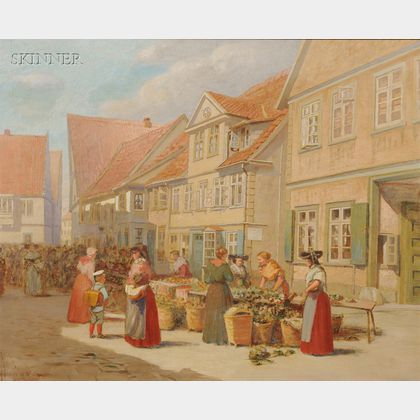 Charles Henry Turner (American, 1848-1908) Market at Stathagen