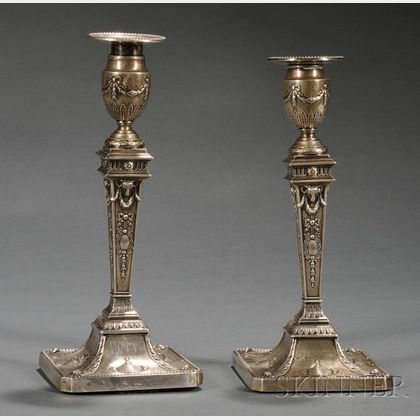 Pair of Edward VII Weighted Silver Candlesticks