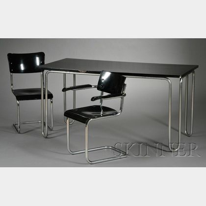 Dining Table and Two Chairs Attributed to Mart Stam (1899-1966)