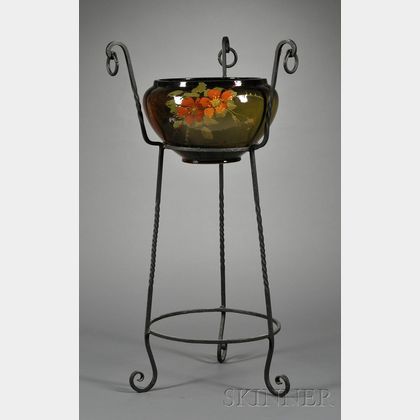 Arts & Crafts Pottery Jardiniere and Floor Stand