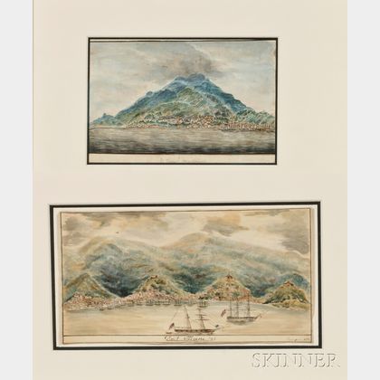 Attributed to Henry Schreiner Stellwagen (American, d. 1866) Two Views of Caribbean Islands.