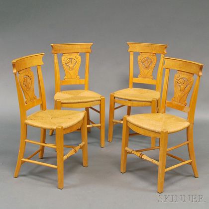 Set of Four Carved Continental Side Chairs