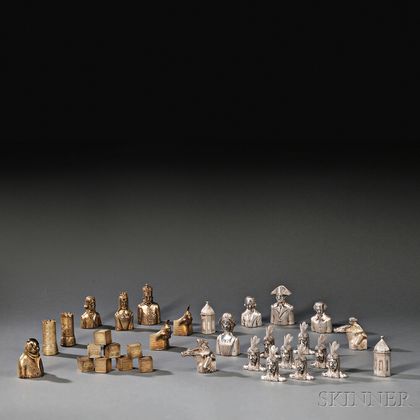 Elizabeth II Parcel-gilded Sterling Silver Liberty Chess Pieces