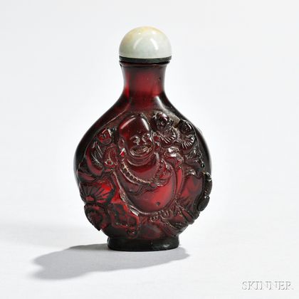 Red Peking Glass Snuff Bottle