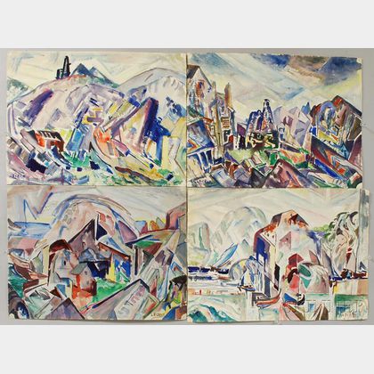 Leighton Cram (American, 1895-1981) Eight Modern Landscapes.